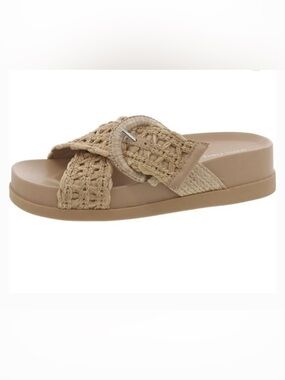 Marc Fisher Woven Buckle Slide Sandal in Natural Beige - Women
